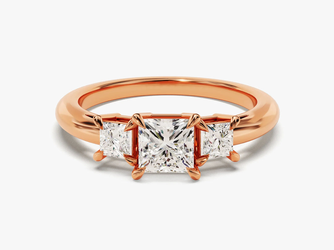 1.0CT Princess Cut Diamond Three Stone Setting Moissanite Engagement Ring