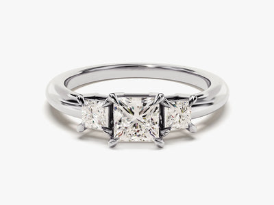 1.0CT Princess Cut Diamond Three Stone Setting Moissanite Engagement Ring