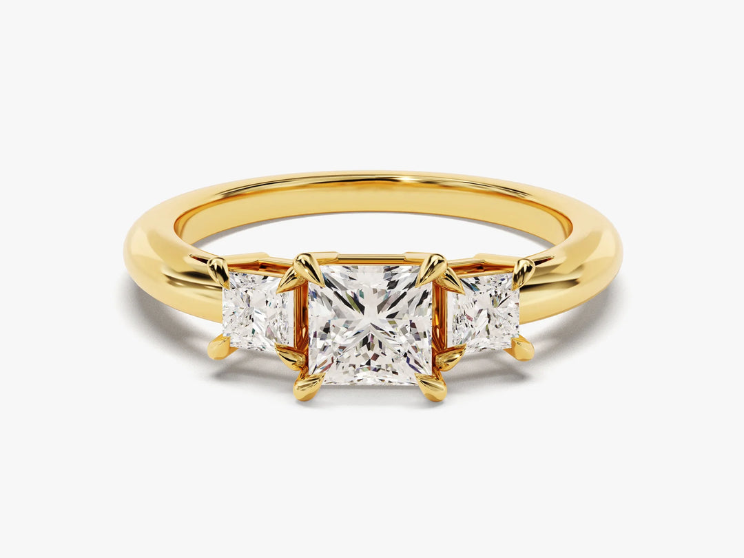 1.0CT Princess Cut Diamond Three Stone Setting Moissanite Engagement Ring