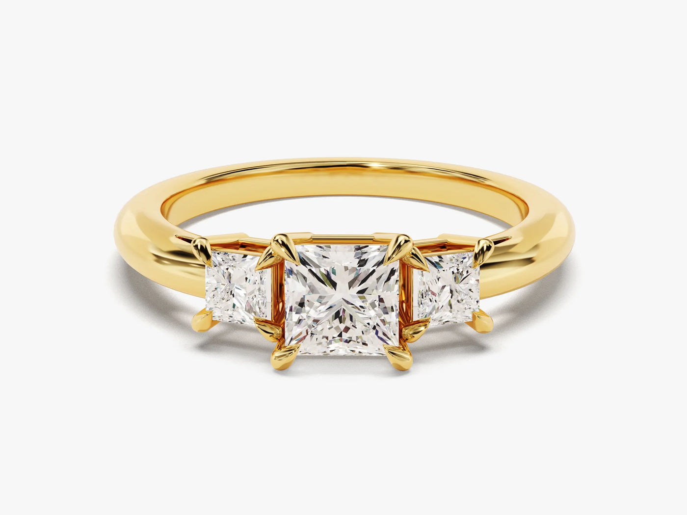 1.0CT Princess Cut Diamond Three Stone Setting Moissanite Engagement Ring