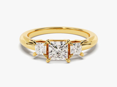 1.0CT Princess Cut Diamond Three Stone Setting Moissanite Engagement Ring