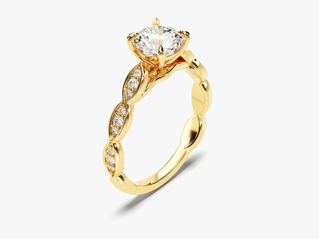 1.0 CT Round Cut Diamond Vintage Pave Setting Moissanite Engagement Ring