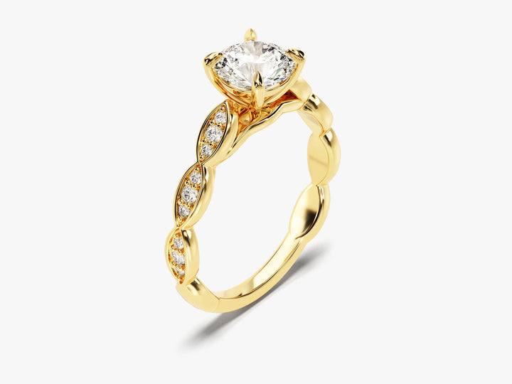 1.0 CT Round Cut Diamond Vintage Pave Setting Moissanite Engagement Ring