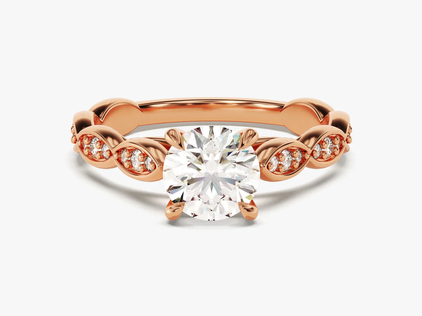 1.0 CT Round Cut Diamond Vintage Pave Setting Moissanite Engagement Ring