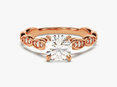 1.0 CT Round Cut Diamond Vintage Pave Setting Moissanite Engagement Ring