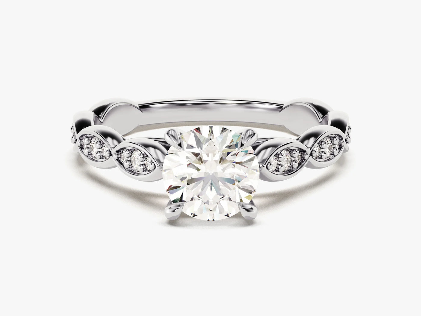 1.0 CT Round Cut Diamond Vintage Pave Setting Moissanite Engagement Ring