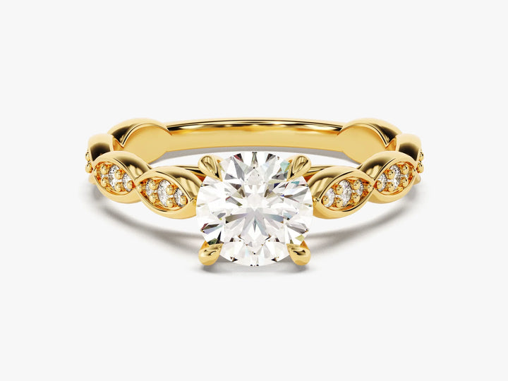 1.0 CT Round Cut Diamond Vintage Pave Setting Moissanite Engagement Ring