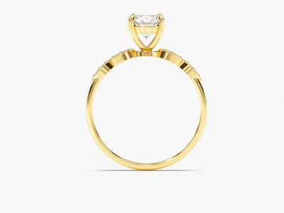 1.0 CT Round Diamond Milgrain Pave Setting Moissanite Engagement Ring