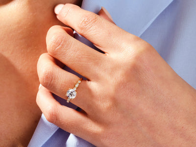 1.0CT Round Brilliant Diamond Milgrain Pave Setting Moissanite Engagement Ring