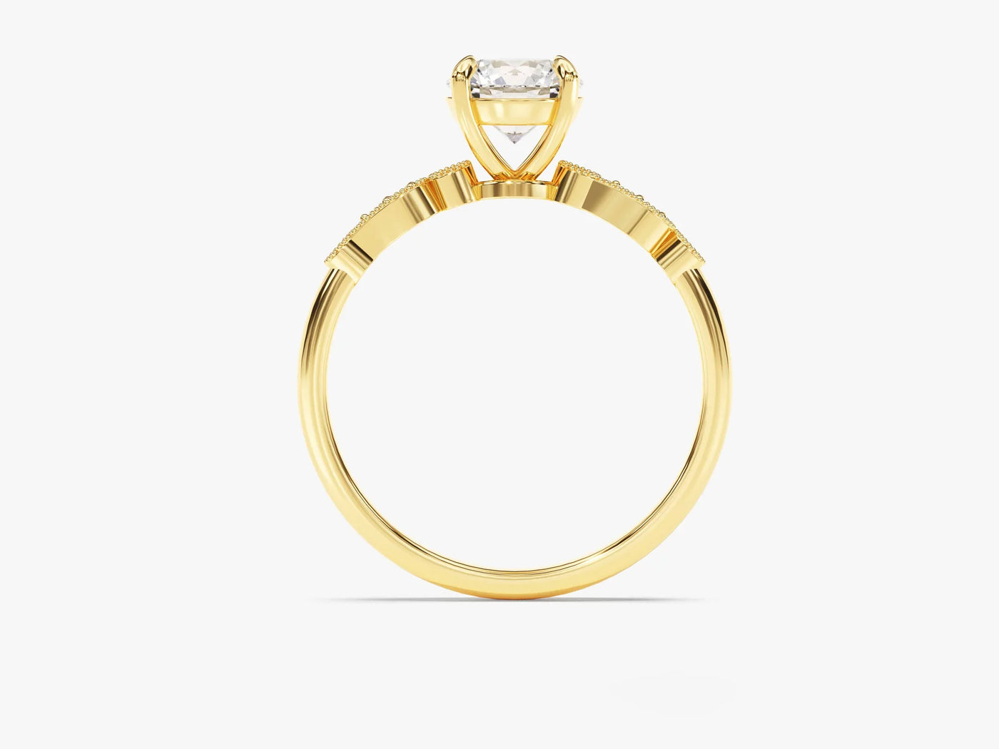 1.0CT Round Brilliant Diamond Milgrain Pave Setting Moissanite Engagement Ring