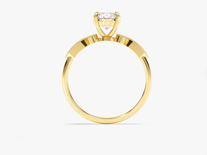 1.0CT Round Cut Diamond Milgrain Art Deco Moissanite Engagement Ring