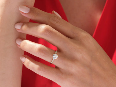 1.0CT Round Diamond Milgrain Setting Moissanite Engagement Ring