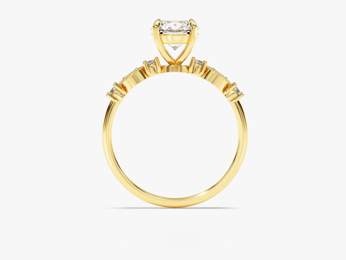 1.0CT Round Diamond Milgrain Setting Moissanite Engagement Ring