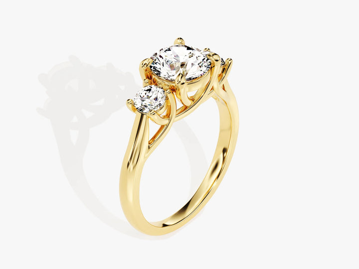 1.50CT Round Cut Diamond Three Stone Setting Moissanite Engagement Ring