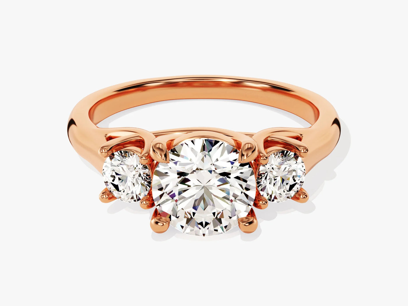 1.50CT Round Cut Diamond Three Stone Setting Moissanite Engagement Ring