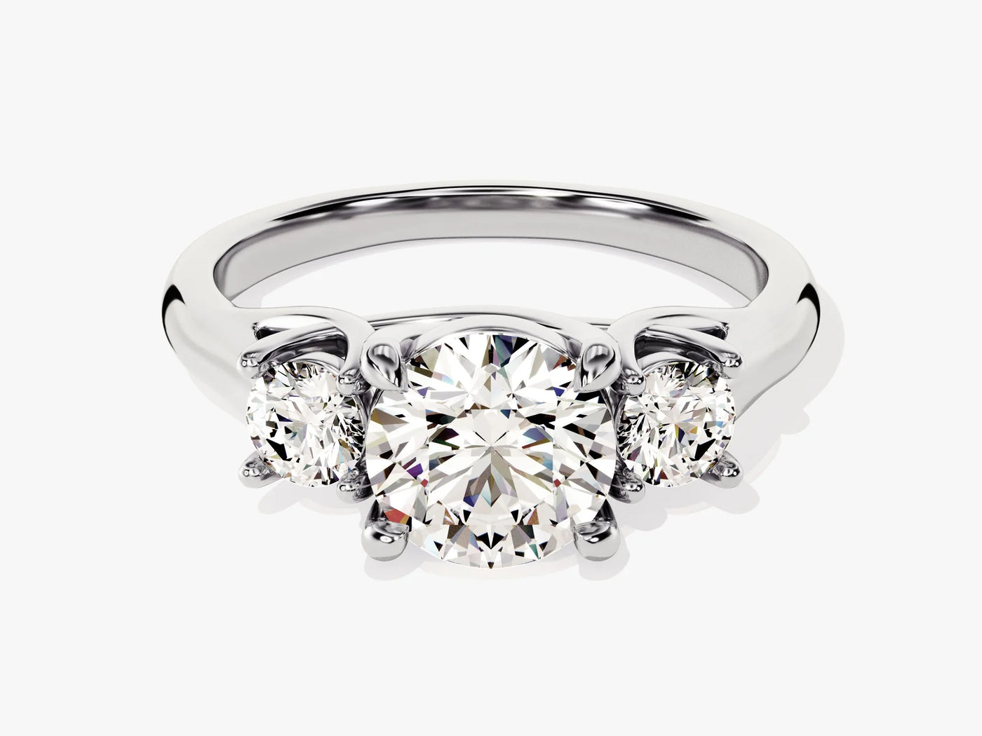 1.50CT Round Cut Diamond Three Stone Setting Moissanite Engagement Ring