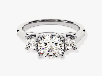 1.50CT Round Cut Diamond Three Stone Setting Moissanite Engagement Ring