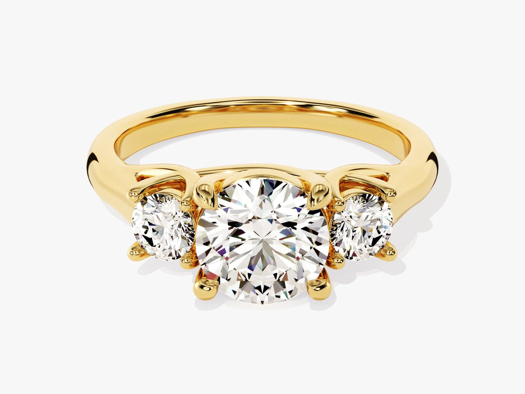 1.50CT Round Cut Diamond Three Stone Setting Moissanite Engagement Ring