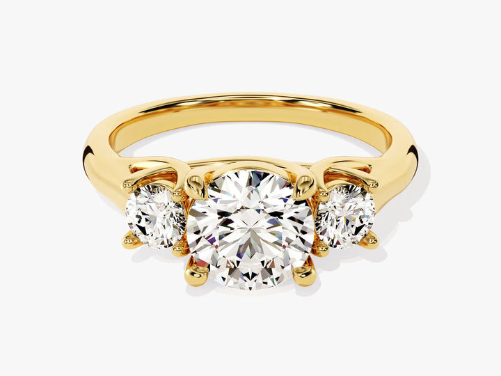 1.50CT Round Cut Diamond Three Stone Setting Moissanite Engagement Ring