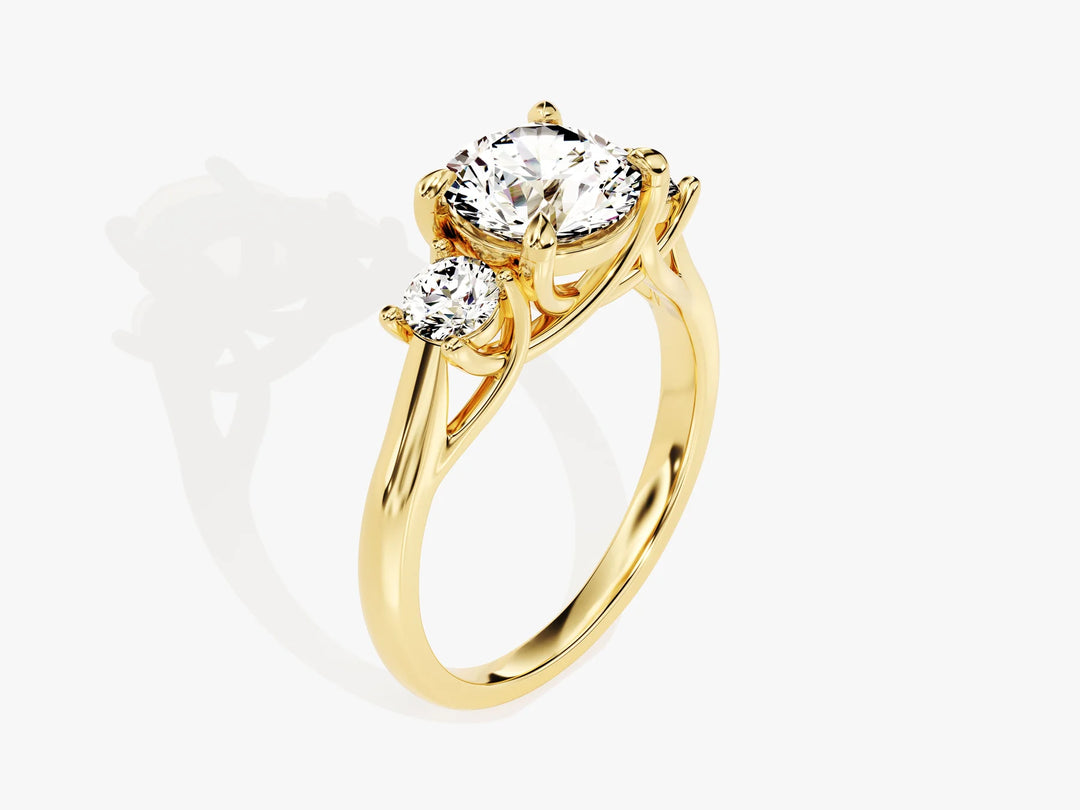 2.0CT Round Cut Diamond Three Stone Setting Moissanite Engagement Ring