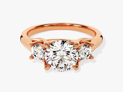 2.0CT Round Cut Diamond Three Stone Setting Moissanite Engagement Ring