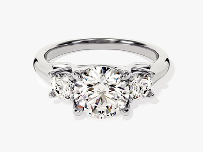 2.0CT Round Cut Diamond Three Stone Setting Moissanite Engagement Ring