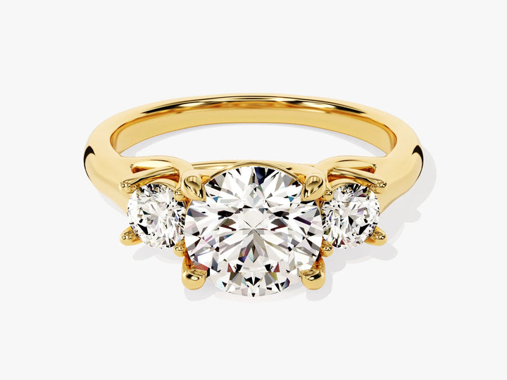 2.0CT Round Cut Diamond Three Stone Setting Moissanite Engagement Ring