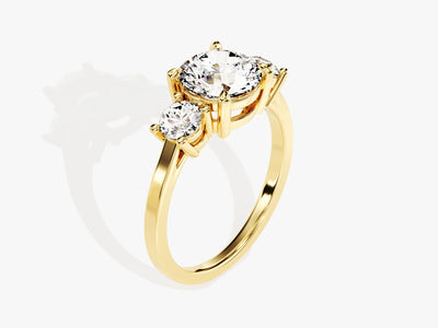 2.50CT Round Cut Diamond Three Stone Setting Moissanite Engagement Ring