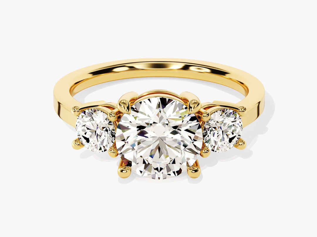 2.50CT Round Cut Diamond Three Stone Setting Moissanite Engagement Ring