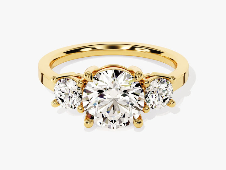 2.50CT Round Cut Diamond Three Stone Setting Moissanite Engagement Ring