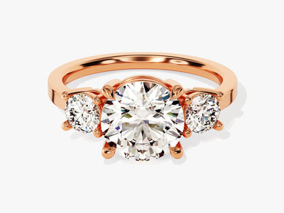 1.0CT Round Cut Diamond Three Stone Setting Moissanite Engagement Ring