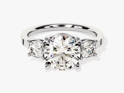 1.0CT Round Cut Diamond Three Stone Setting Moissanite Engagement Ring