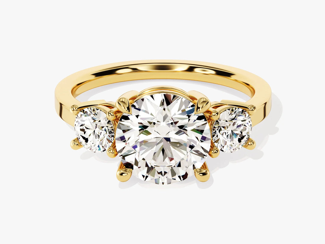 1.0CT Round Cut Diamond Three Stone Setting Moissanite Engagement Ring