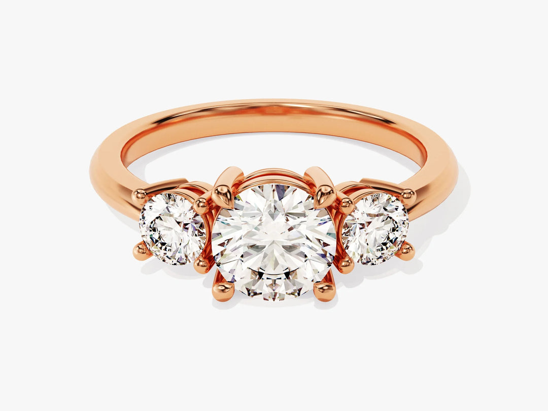1.50CT Round Cut Diamond Three Stone Setting Moissanite Engagement Ring