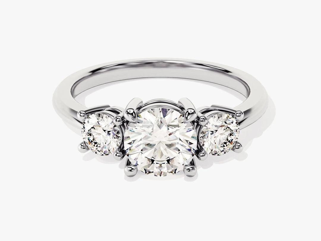 1.50CT Round Cut Diamond Three Stone Setting Moissanite Engagement Ring