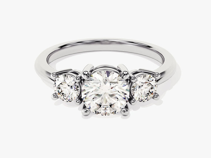 1.50CT Round Cut Diamond Three Stone Setting Moissanite Engagement Ring