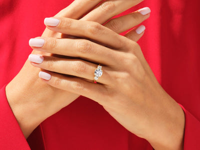 1.50CT Round Cut Diamond Three Stone Setting Moissanite Engagement Ring