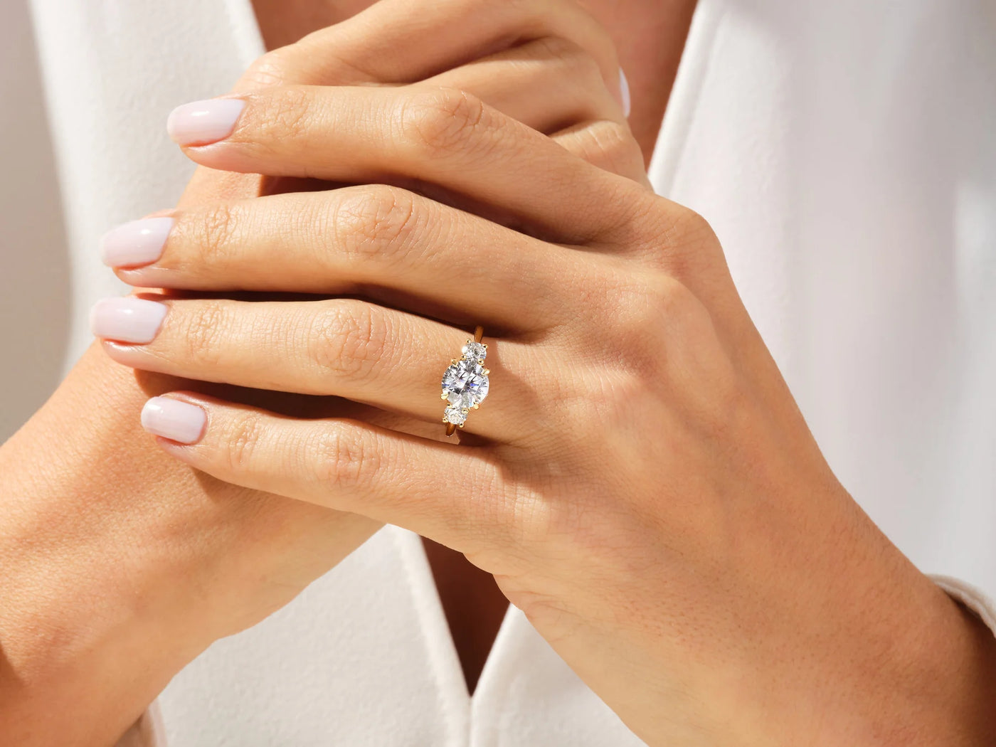 1.50CT Round Cut Diamond Three Stone Setting Moissanite Engagement Ring