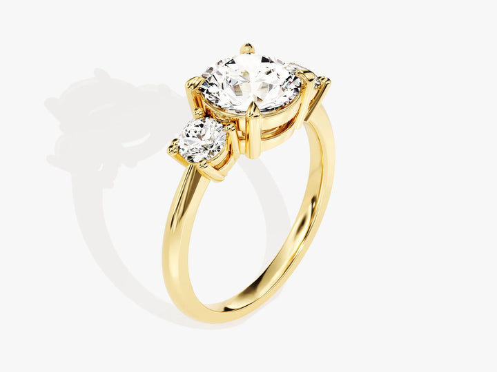 2.0CT Round Cut Diamond Three Stone Setting Moissanite Engagement Ring