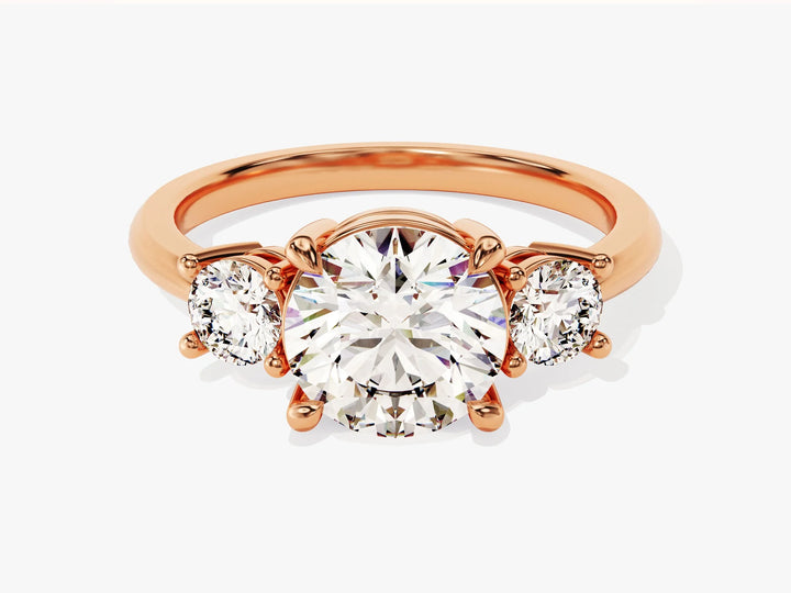1.0CT Round Cut Diamond Three Stone Setting Moissanite Engagement Ring