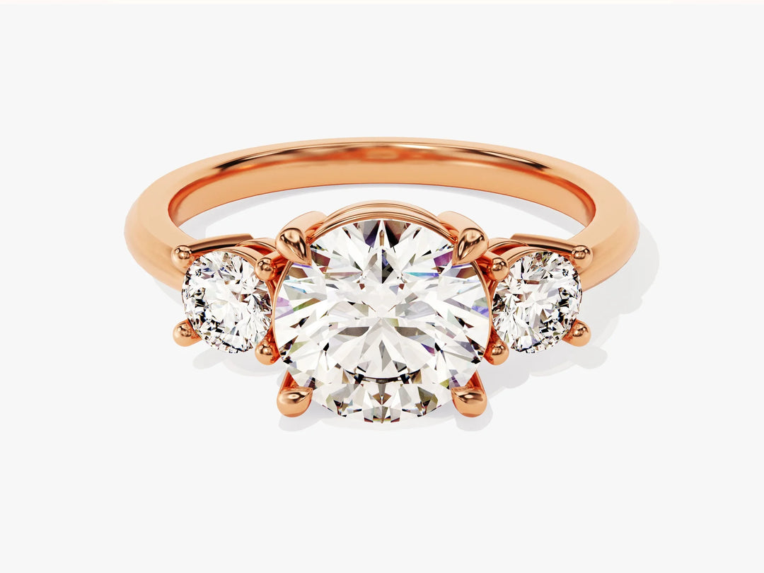 2.0CT Round Cut Diamond Three Stone Setting Moissanite Engagement Ring