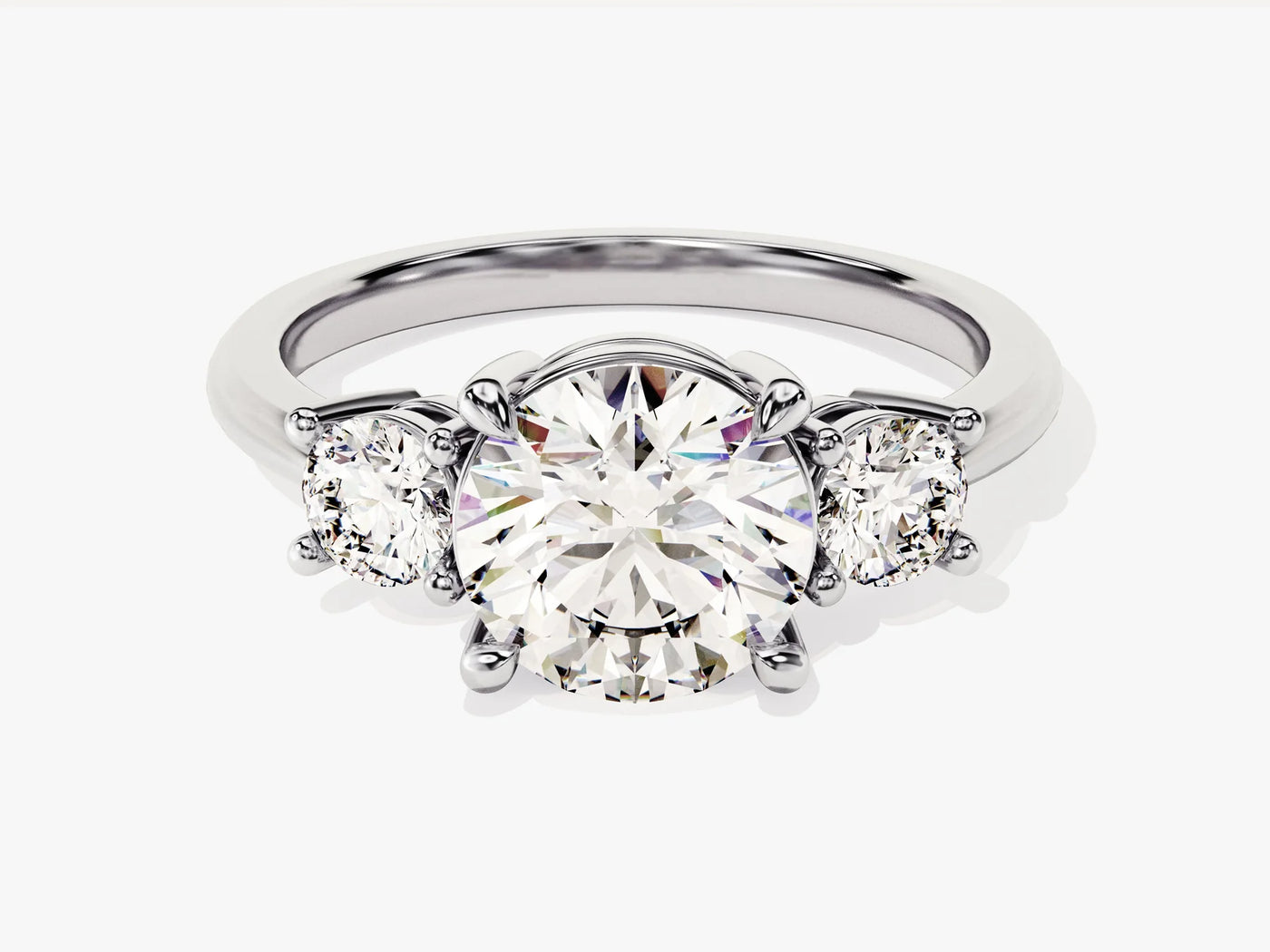 1.0CT Round Cut Diamond Three Stone Setting Moissanite Engagement Ring