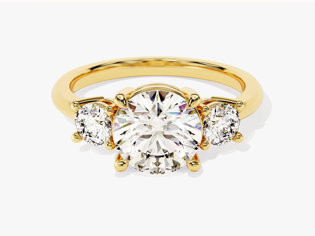 1.0CT Round Cut Diamond Three Stone Setting Moissanite Engagement Ring