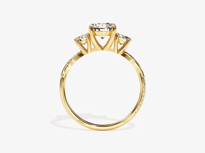 1.0CT Round Cut Diamond Three Stone Pave Setting Moissanite Engagement Ring