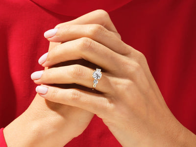 1.50CT Round Cut Diamond Three Stone Pave Setting Moissanite Engagement Ring