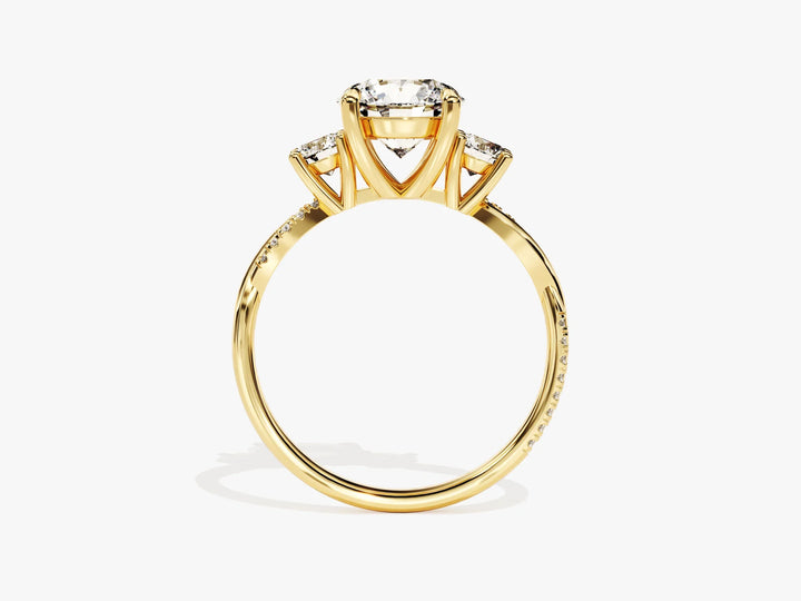 2.0CT Round Cut Diamond Three Stone Pave Setting Moissanite Engagement Ring