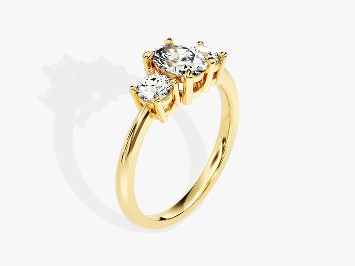 1.0CT Oval Cut Diamond Three Stone Setting Moissanite Engagement Ring