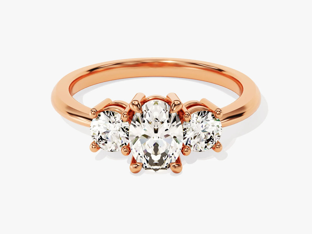 1.0CT Oval Cut Diamond Three Stone Setting Moissanite Engagement Ring
