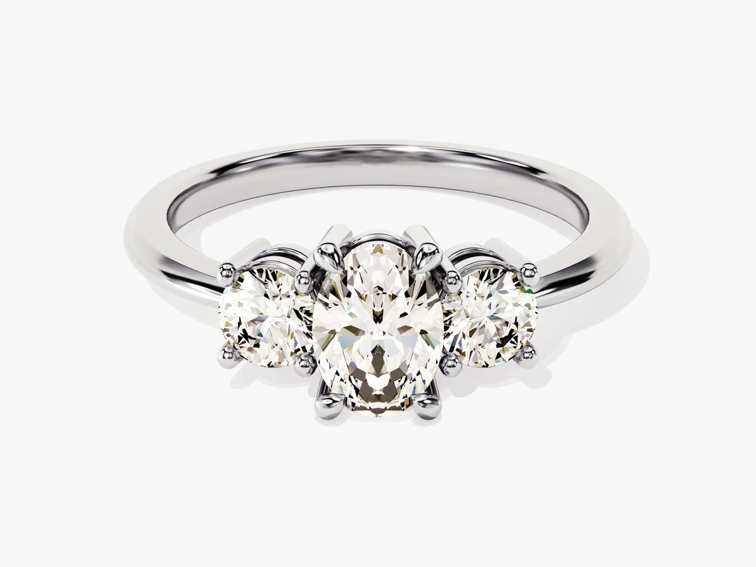 1.0CT Oval Cut Diamond Three Stone Setting Moissanite Engagement Ring
