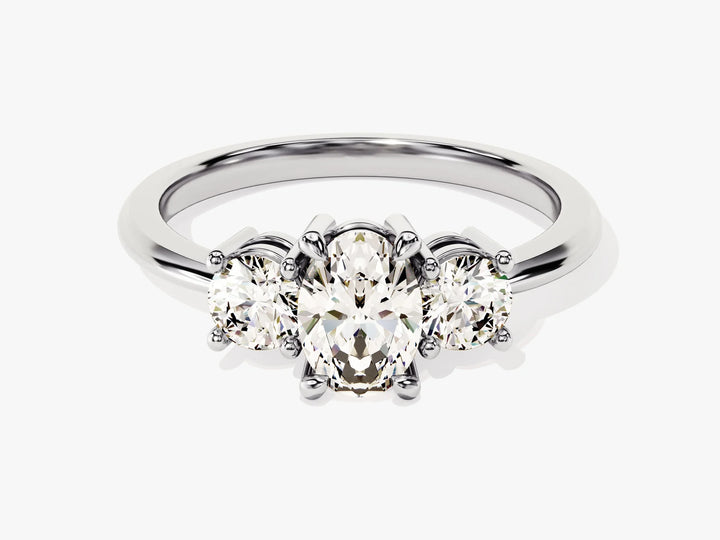 1.0CT Oval Cut Diamond Three Stone Setting Moissanite Engagement Ring